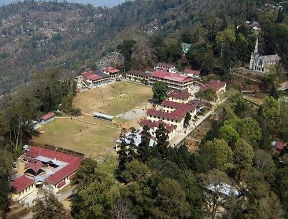 Aerial view of the Dr Graham's Homes estate and playing field on Deolo hillside