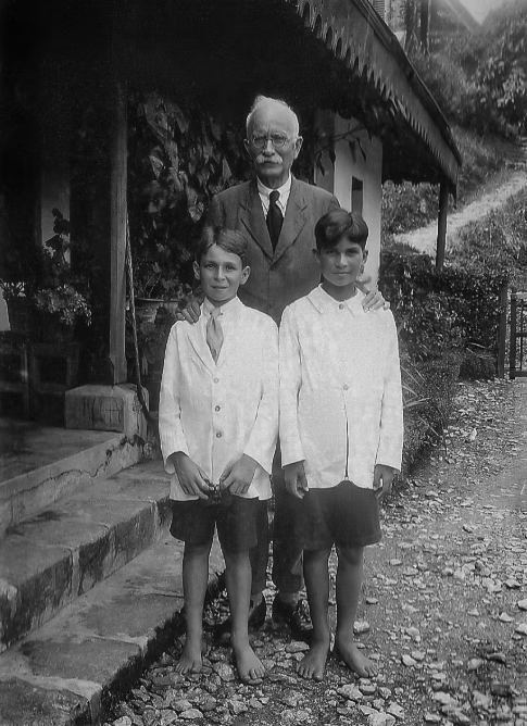 Archive photograph of Dr John Anderson Graham with two pupils